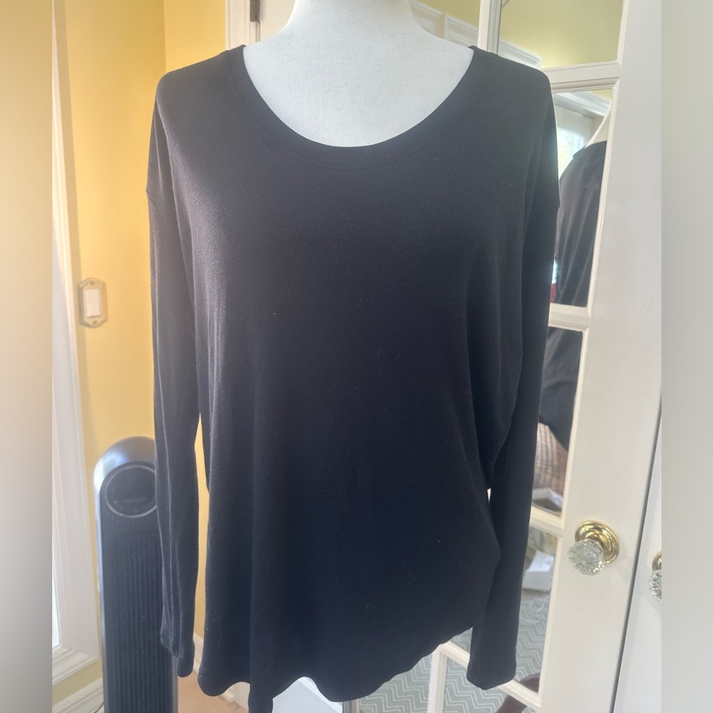 Athleta EUC Black Ribbed Long Sleeve Oversized Top size S